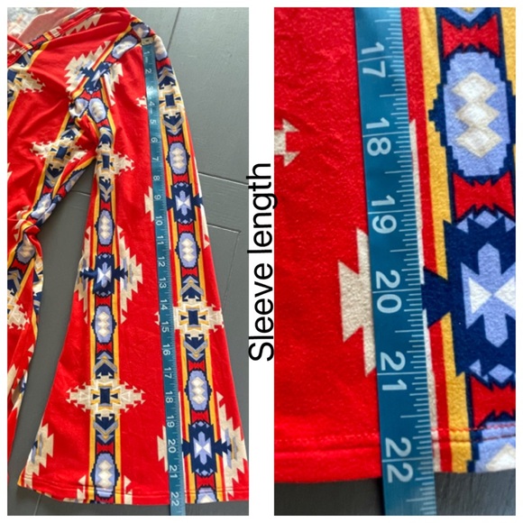 FREE PEOPLE LOVE SPELL Red Tribal Geometric Women’s Long Sleeve Medium Dress - Picture 14 of 15